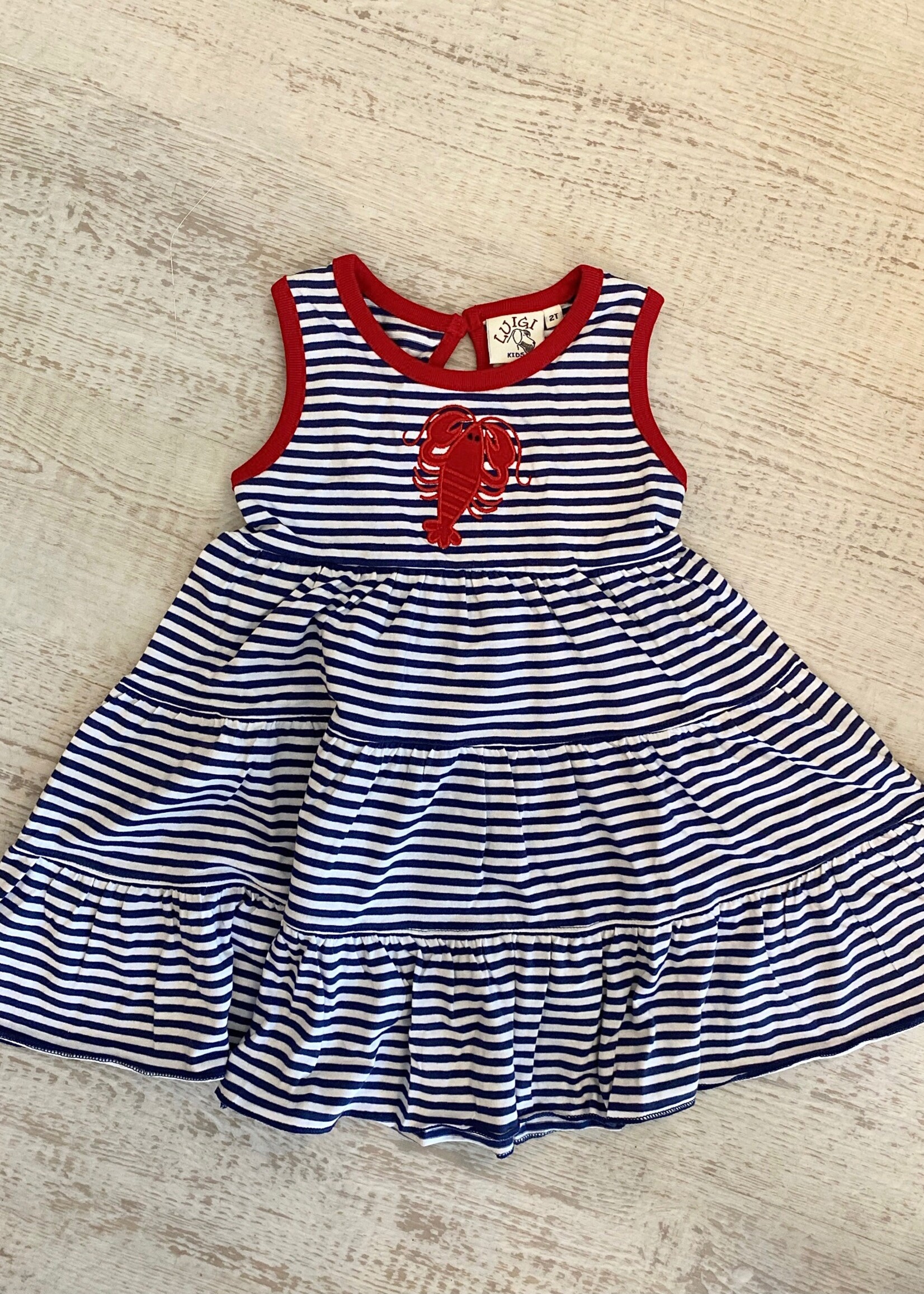 Luigi Kids Striped Sleeveless Tiered Dress