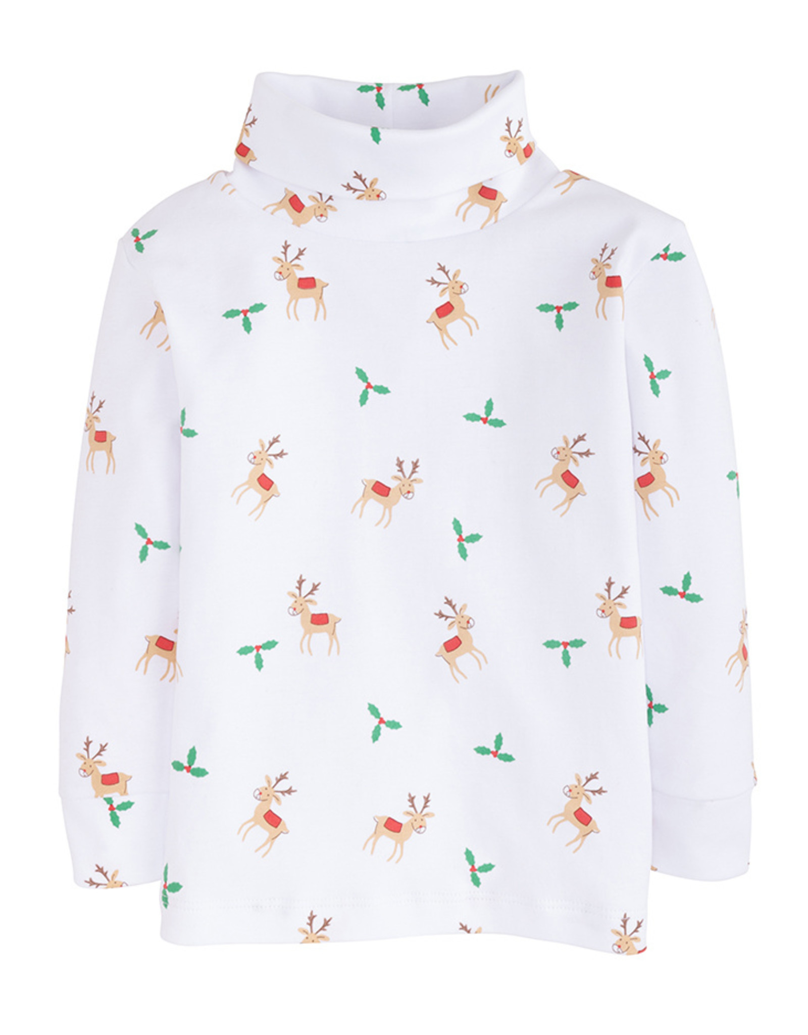 Little English Reindeer Printed Turtleneck