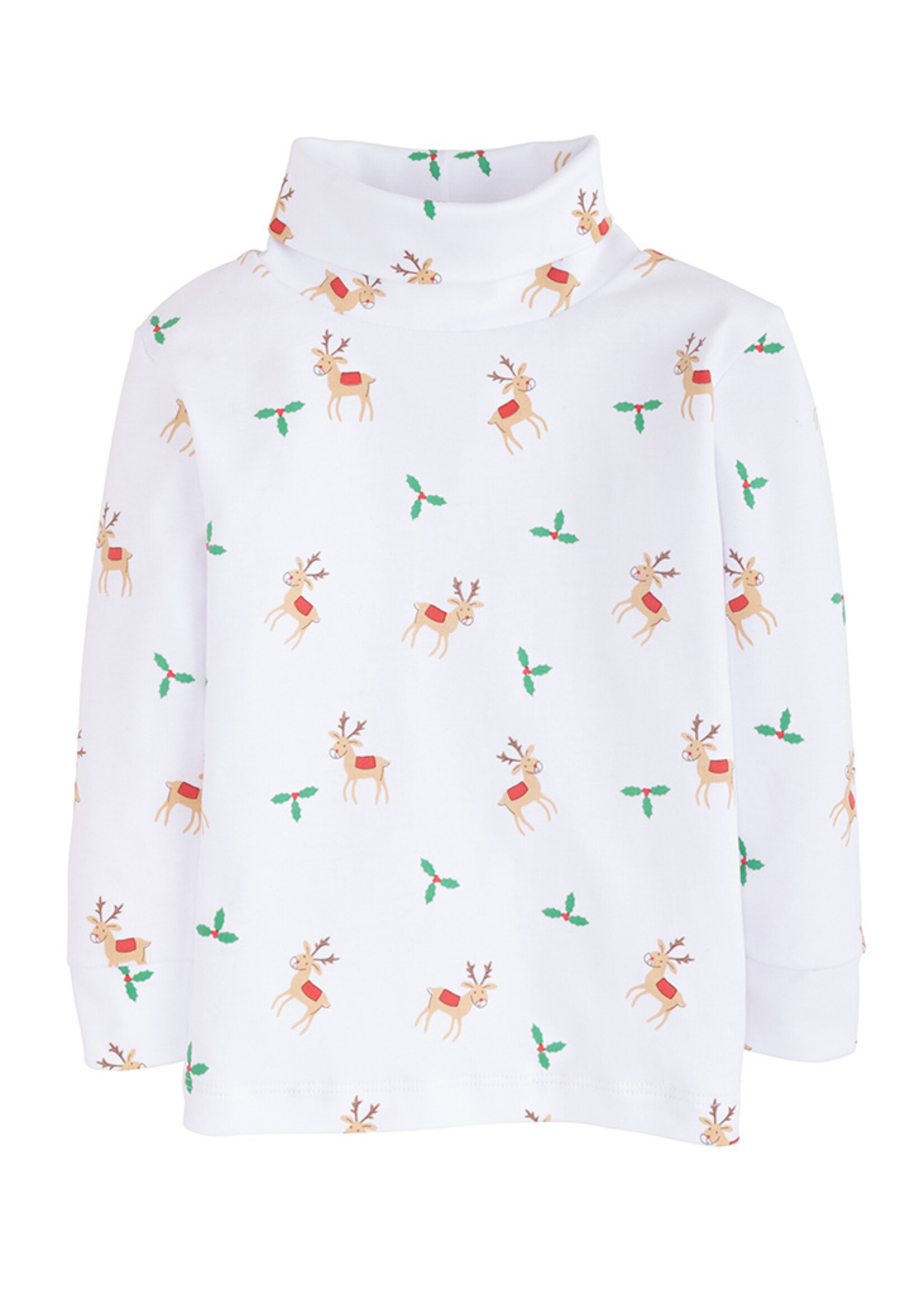 Little English Reindeer Printed Turtleneck