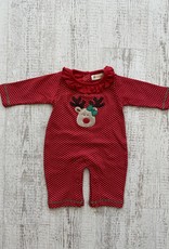 Luigi Kids L/S Ruffle Reindeer Romper