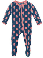 KicKee Pants Print Footie with Zipper