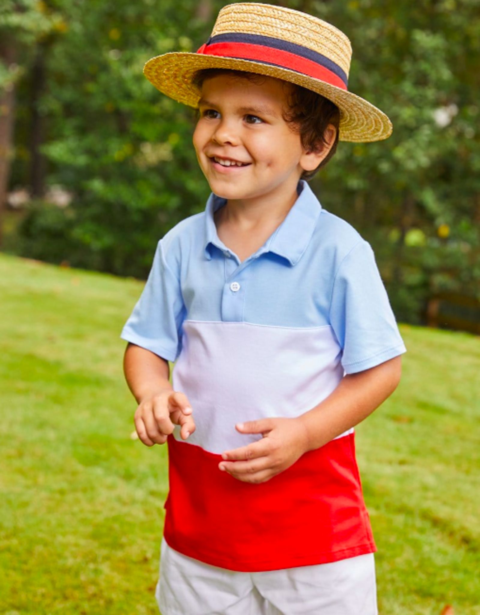 Little English Color Block Short Sleeve Polo