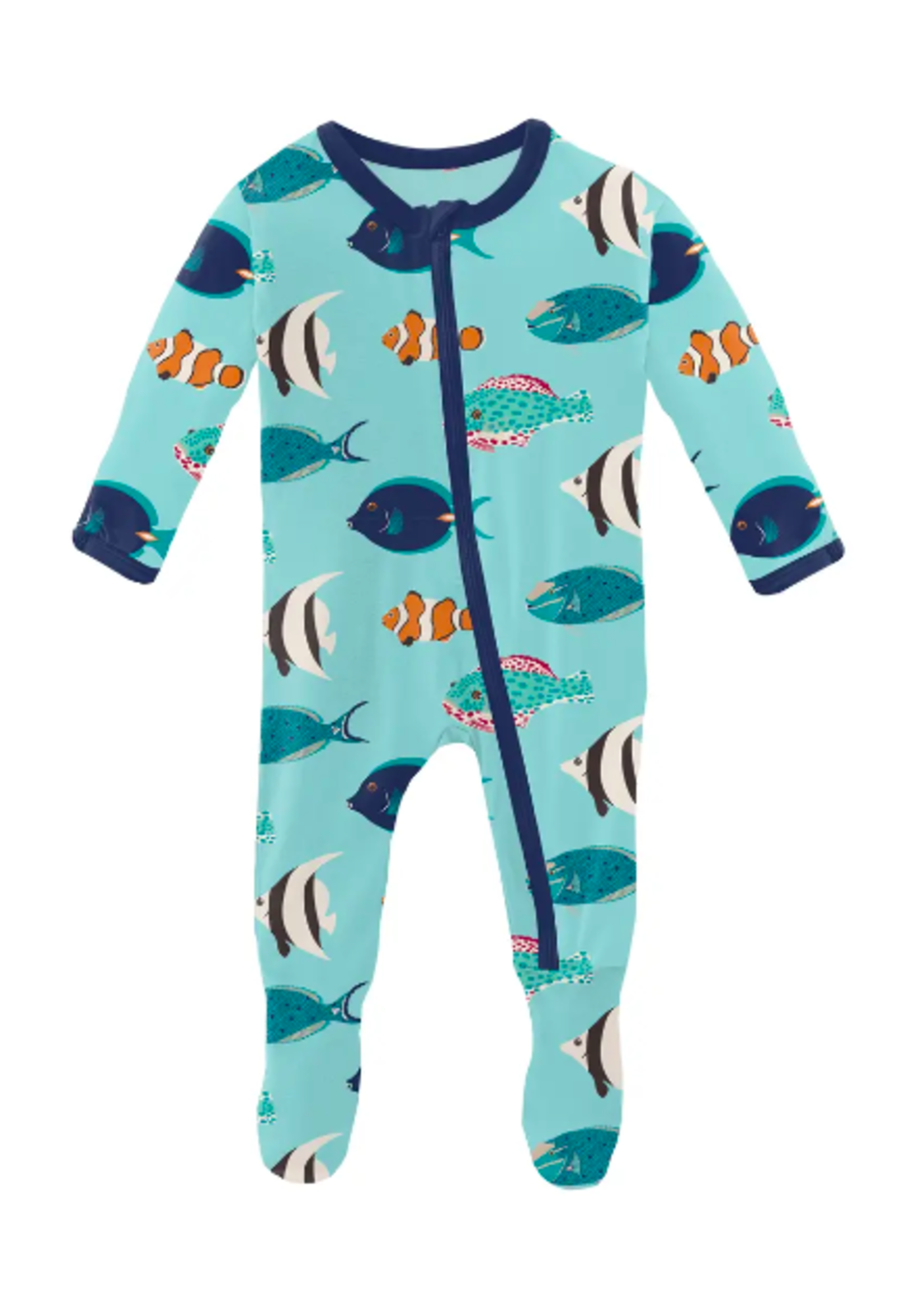 KicKee Pants Print Classic Ruffle Footie w/ Zipper