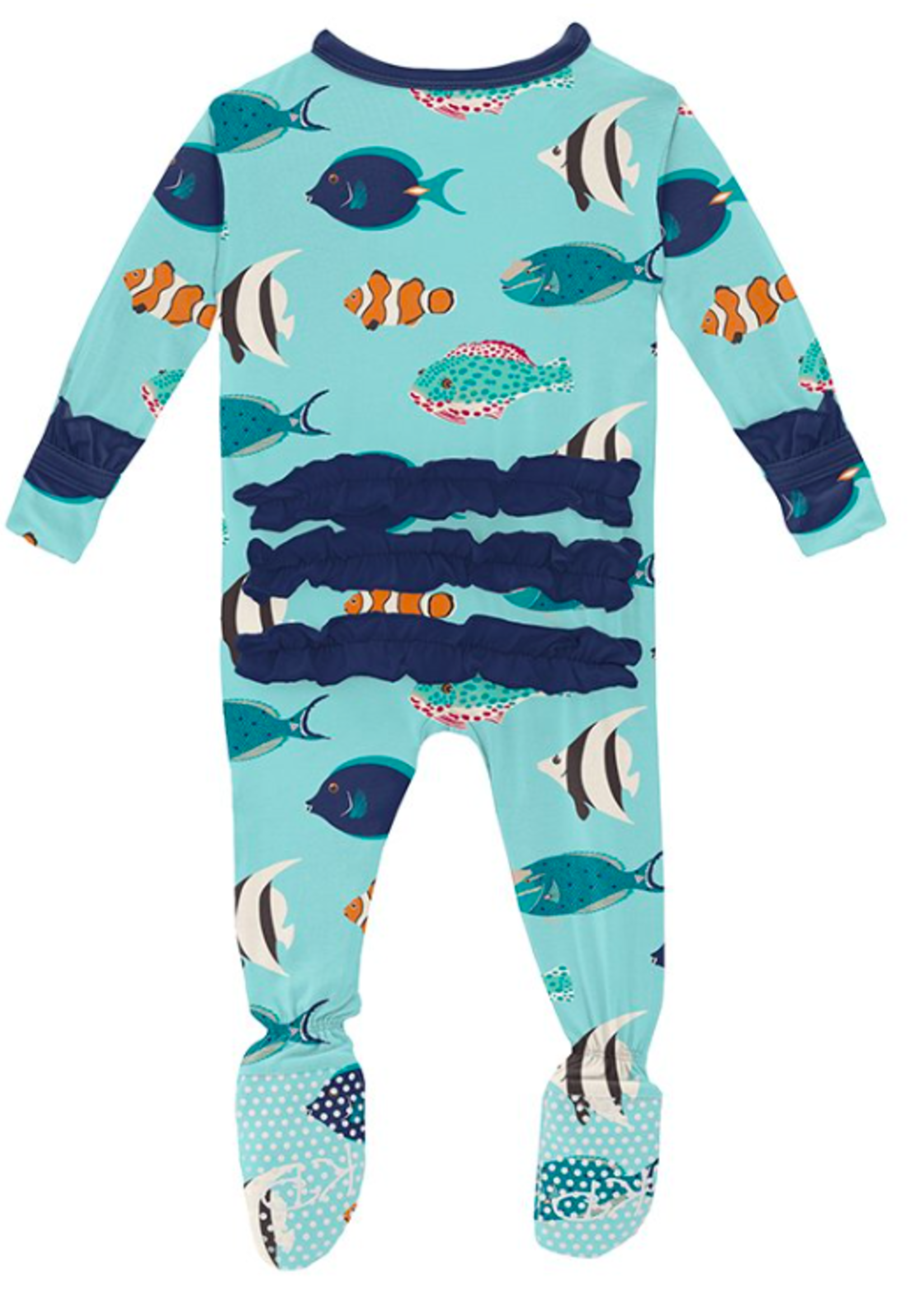 KicKee Pants Print Classic Ruffle Footie w/ Zipper
