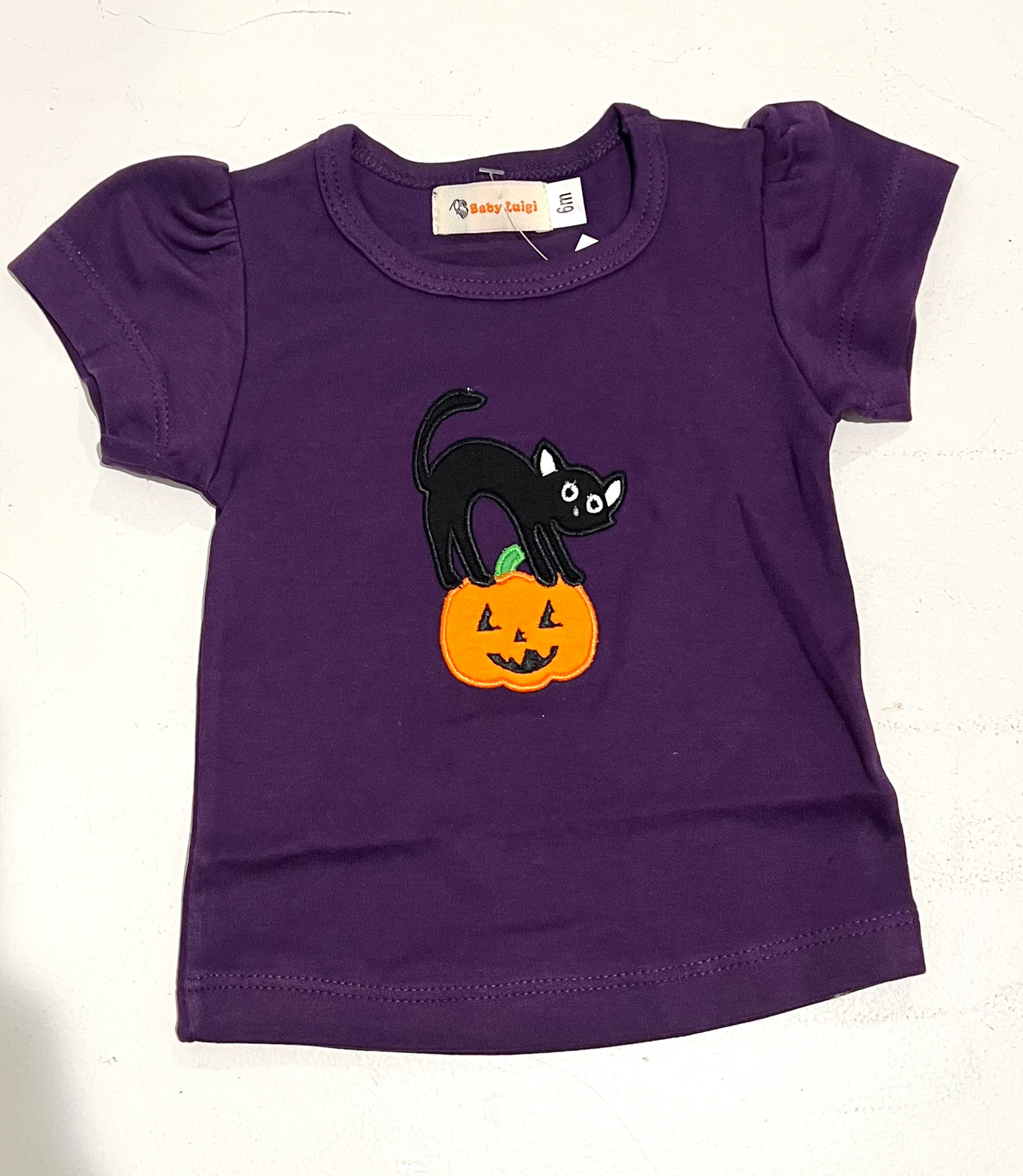 Luigi Kids Black Cat on Jack-O-Lantern T-Shirt From Marfa