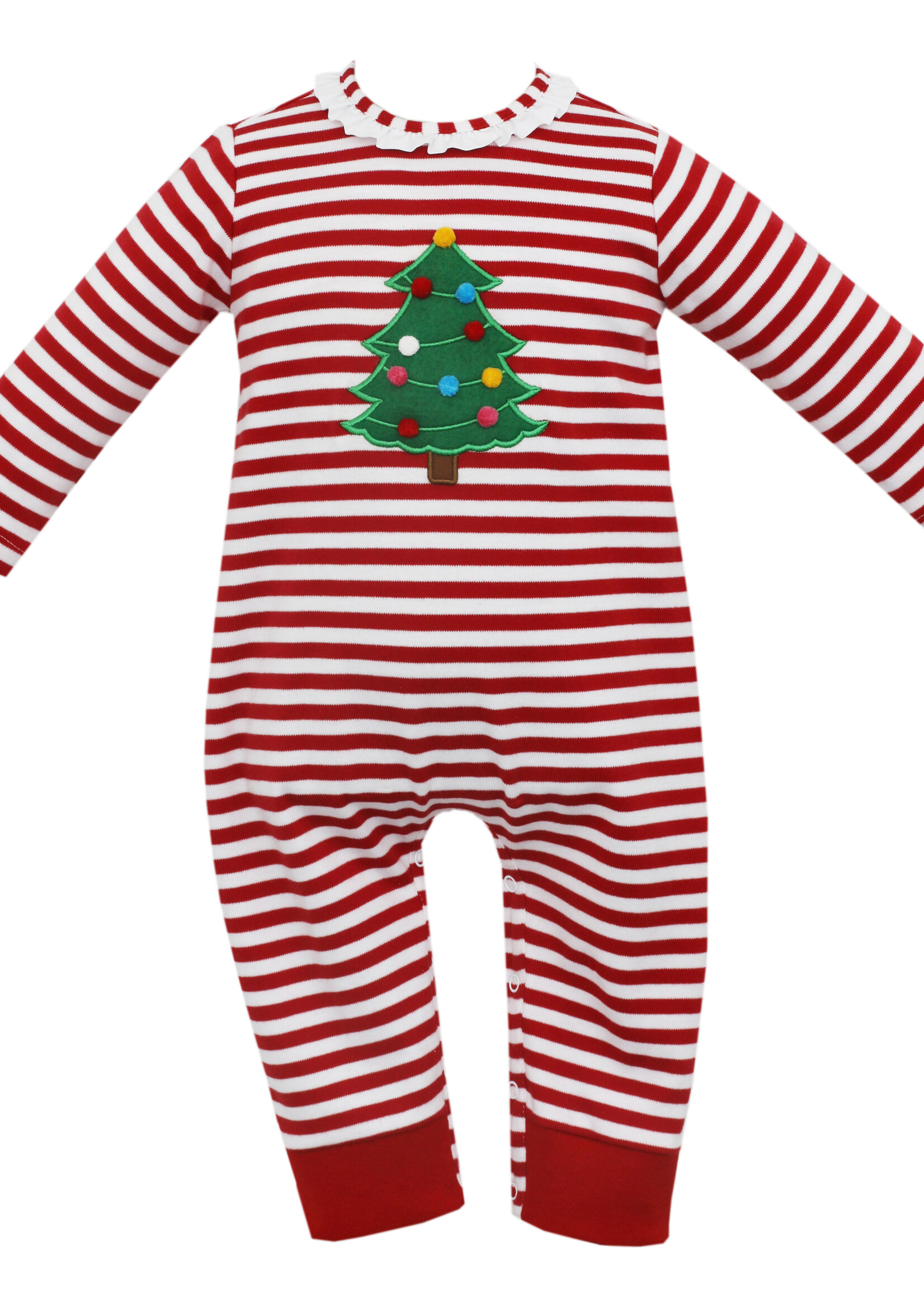 Claire and Charlie X'MAS TREE - Girl's Long Romper - L/S
