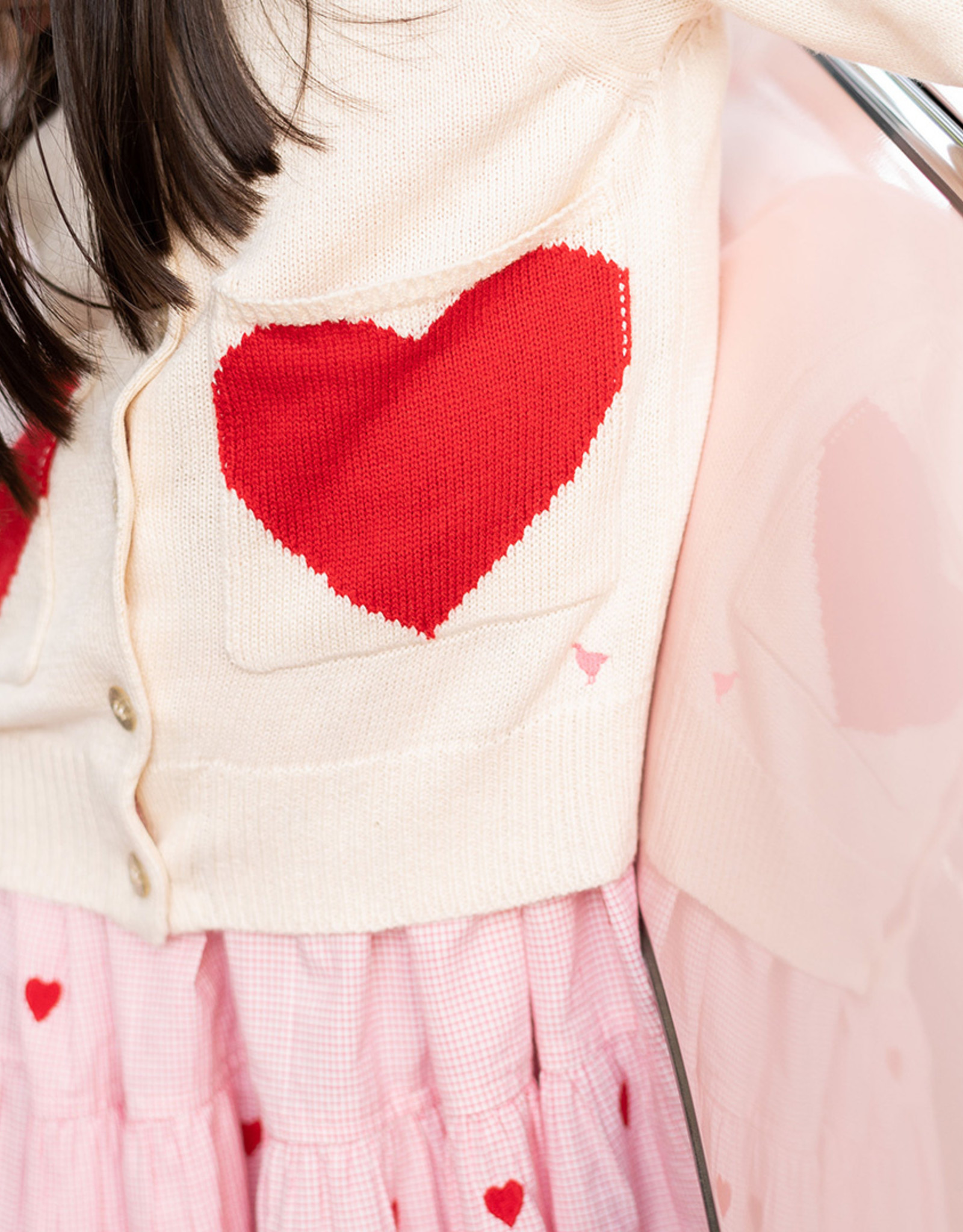 Pink Chicken Girls Heart Pocket Sweater