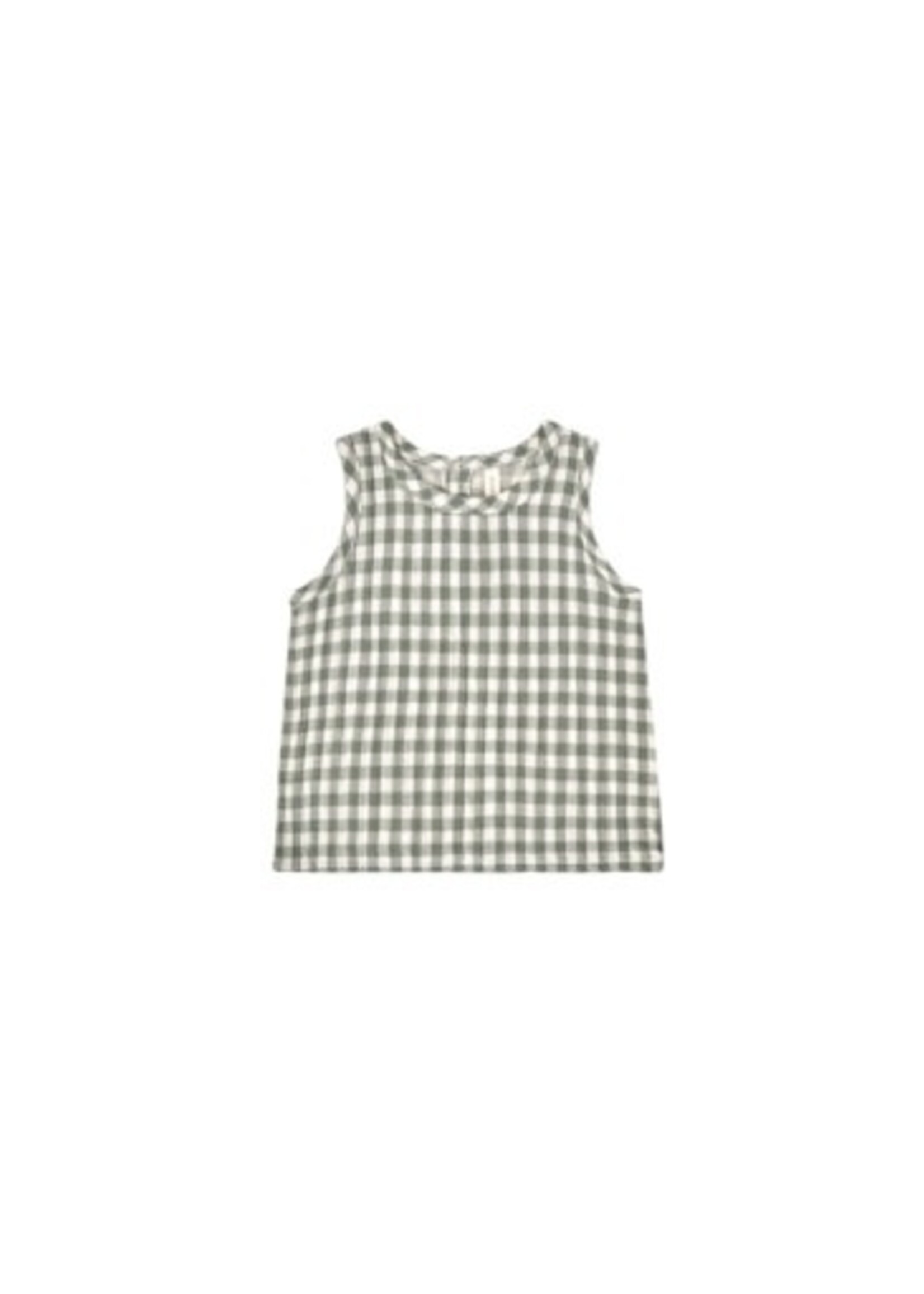 Quincy Mae WOVEN TANK | SEA GREEN GINGHAM
