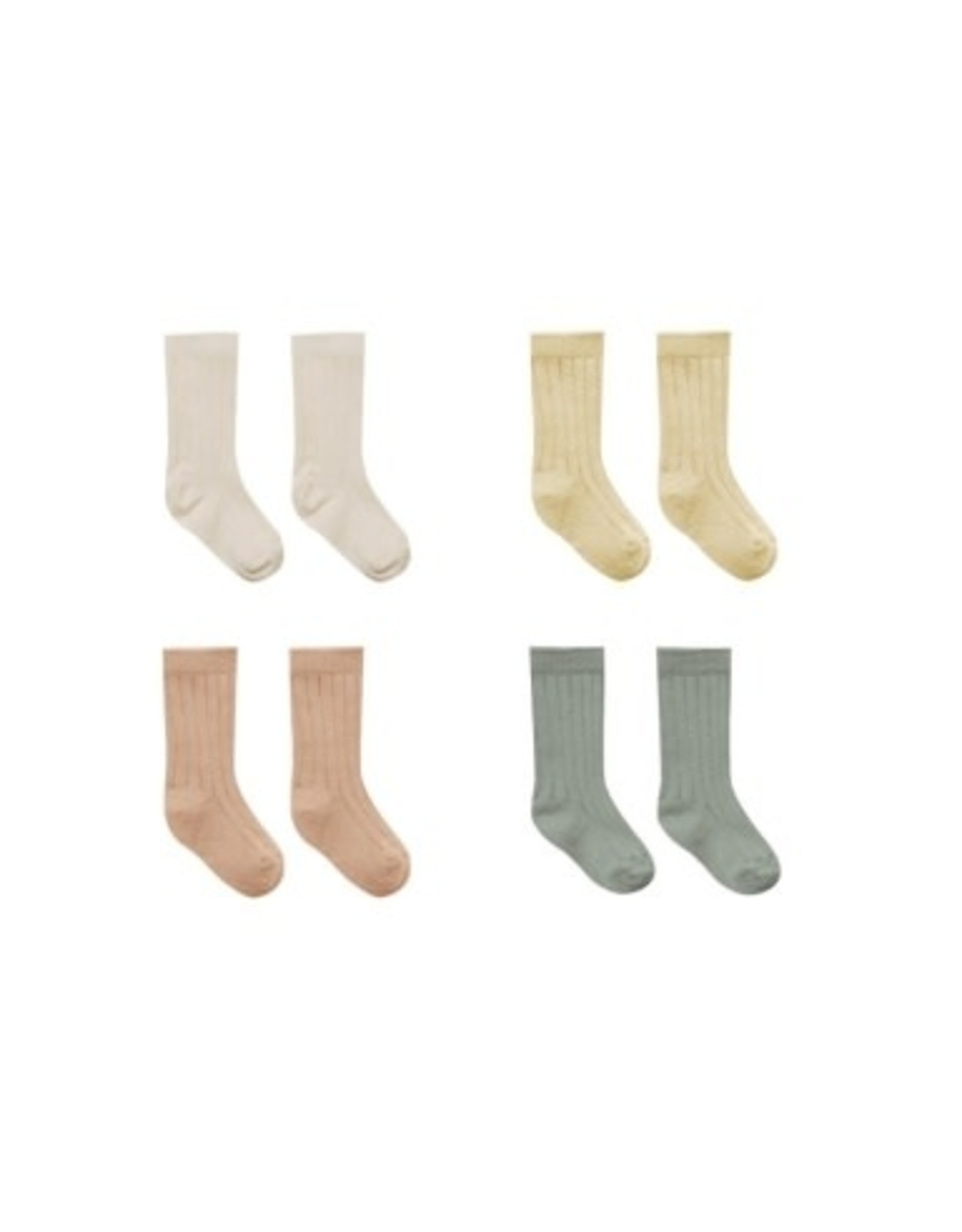 Quincy Mae SOCKS, SET OF 4 | NATURAL, YELLOW, APRICOT, SEA GREEN