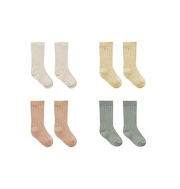 Quincy Mae SOCKS, SET OF 4 | NATURAL, YELLOW, APRICOT, SEA GREEN