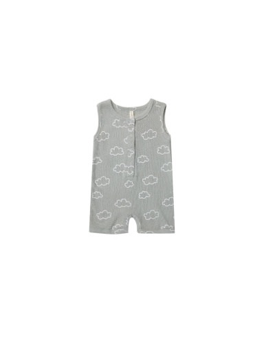 Qunicy Mae Ribbed Henley Romper - Clouds Qunicy Mae Ribbed Henley Romper - Clouds