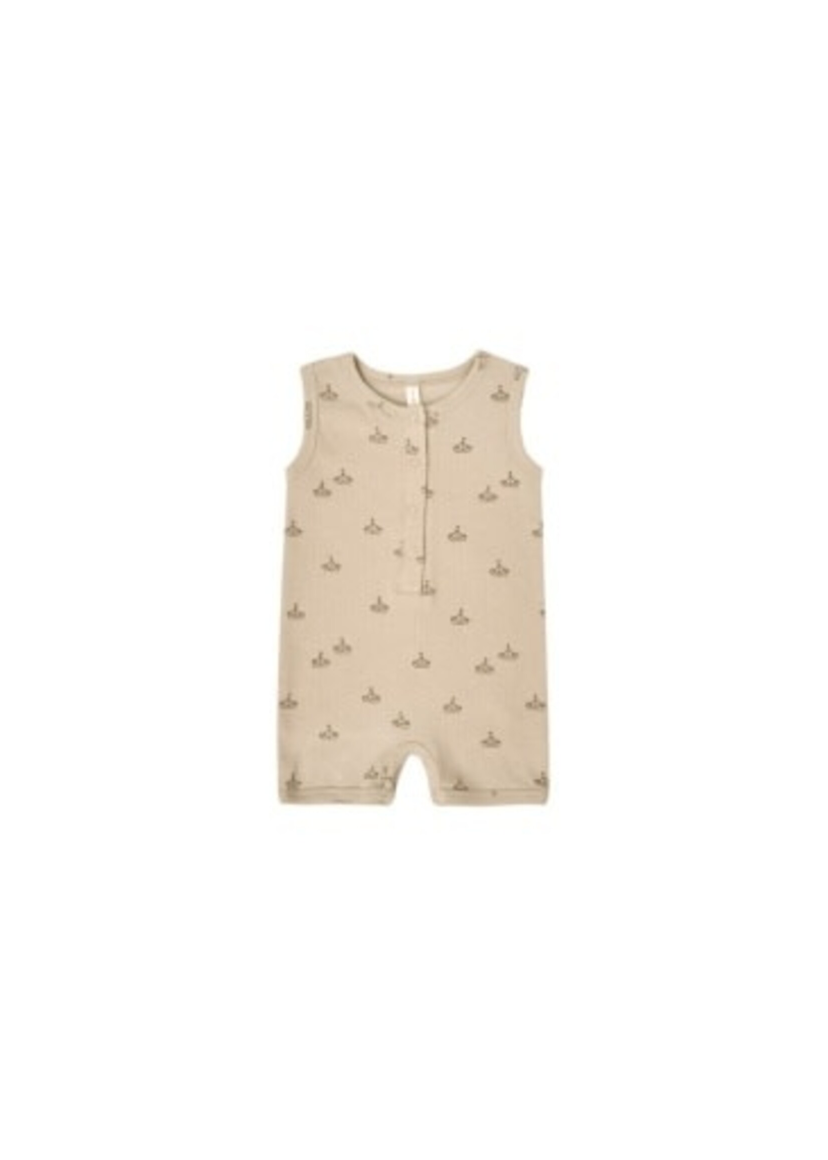 Quincy Mae Ribbed Henley Romper - Boats Quincy Mae Ribbed Henley Romper - Boats