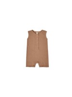 Quincy Mae Ribbed Henley Romper - Clay Quincy Mae Ribbed Henley Romper - Clay