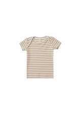 Quincy Mae RIBBED SHORT SLEEVE TEE | LATTE STRIPE