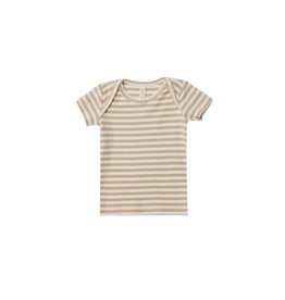 Quincy Mae RIBBED SHORT SLEEVE TEE | LATTE STRIPE