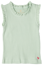 Pink Chicken girls organic ruffle rib tank - frosty green