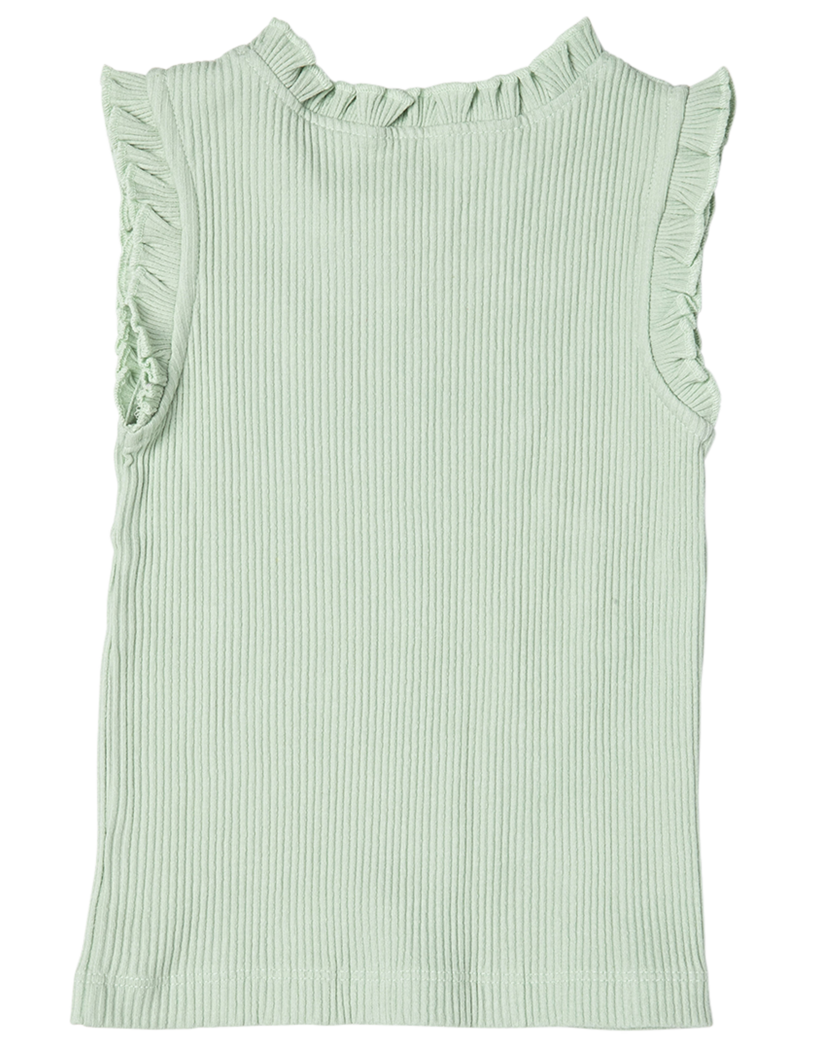 Pink Chicken girls organic ruffle rib tank - frosty green