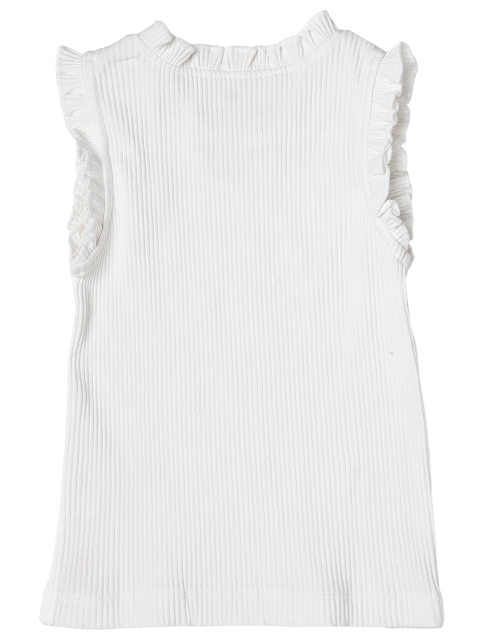 Pink Chicken girls organic ruffle rib tank - white