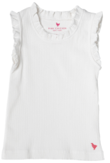 Pink Chicken girls organic ruffle rib tank - white