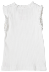 Pink Chicken girls organic ruffle rib tank - white