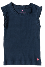 Pink Chicken girls organic ruffle rib tank - navy