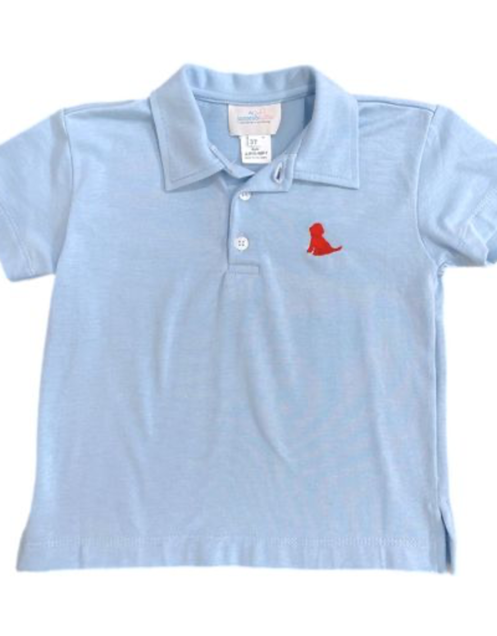 James and Lottie Light Blue Polo with Red Puppy