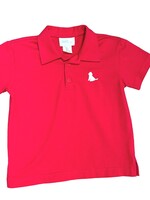 James and Lottie Red Polo with White Puppy
