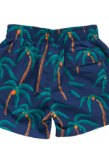Pink Chicken boys swim trunk - navy palm trees