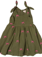 Pink Chicken girls taylor dress - olive bows