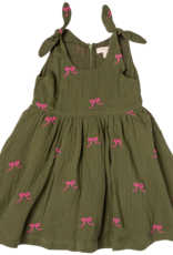 Pink Chicken girls taylor dress - olive bows