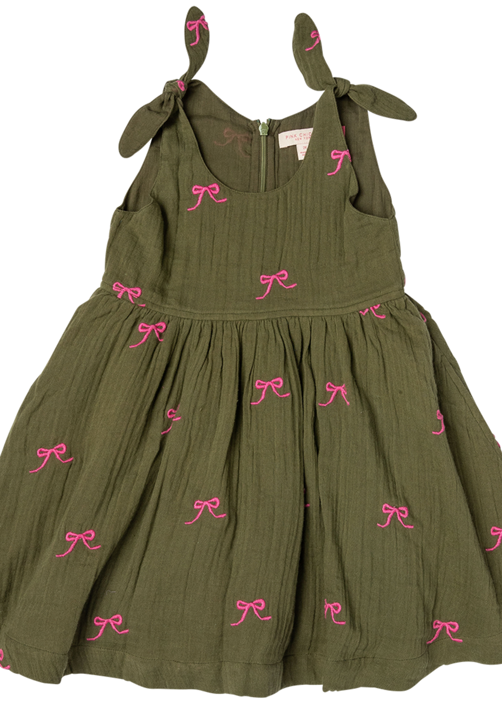 Pink Chicken girls taylor dress - olive bows