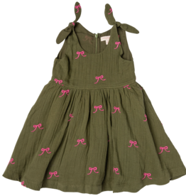 Pink Chicken girls taylor dress - olive bows