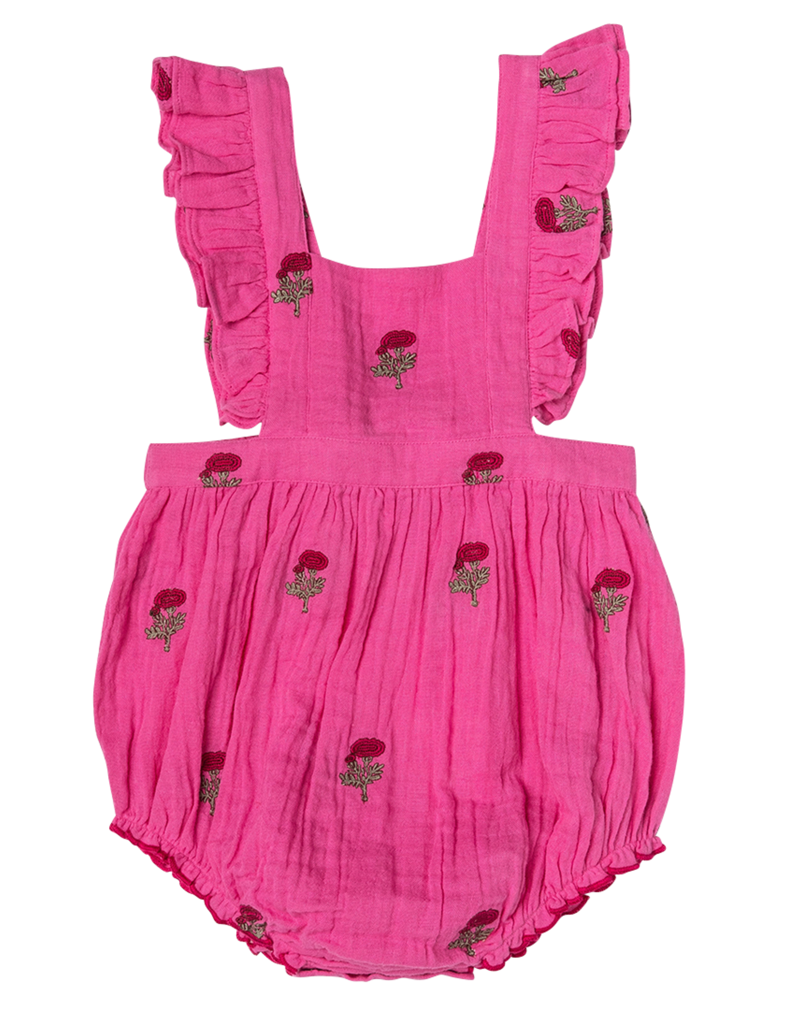 Pink Chicken baby girls emerald bubble - hot pink flowers