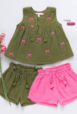 Pink Chicken girls jade top - olive bows