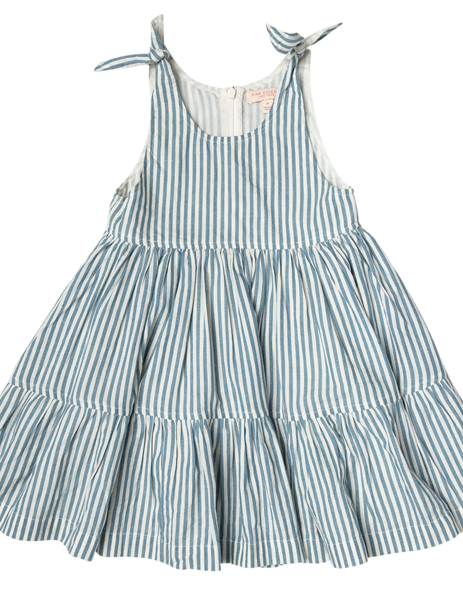 Pink Chicken girls taylor dress - blue skinny stripe