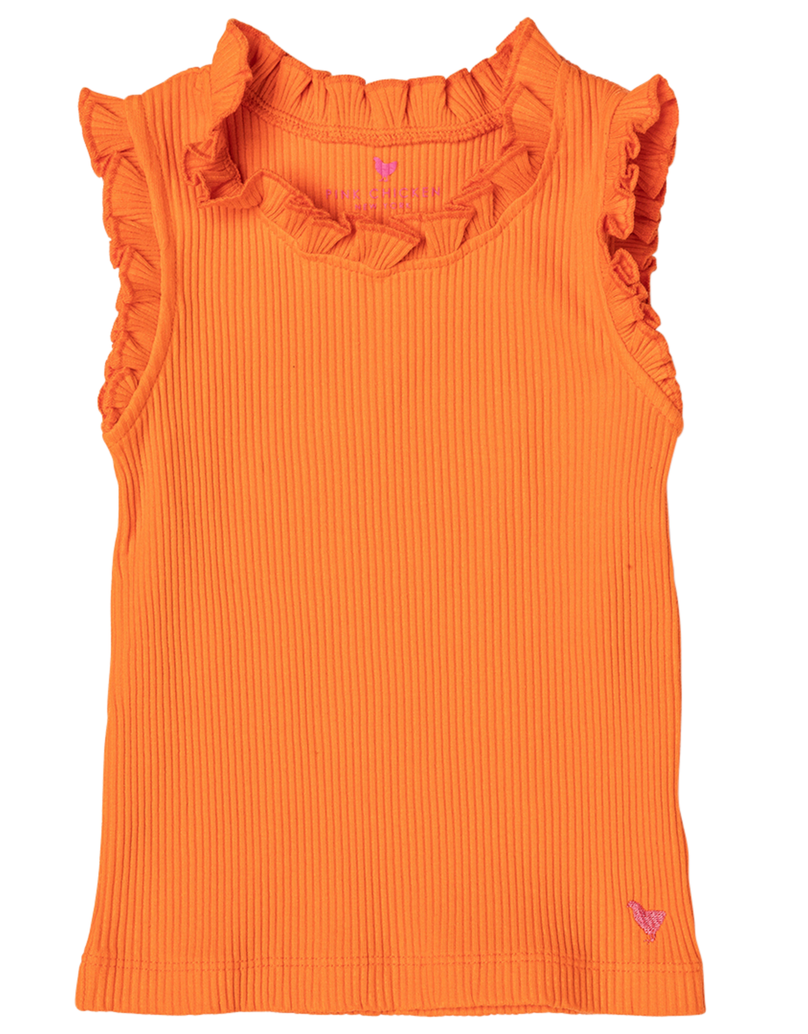 Pink Chicken girls organic ruffle rib tank