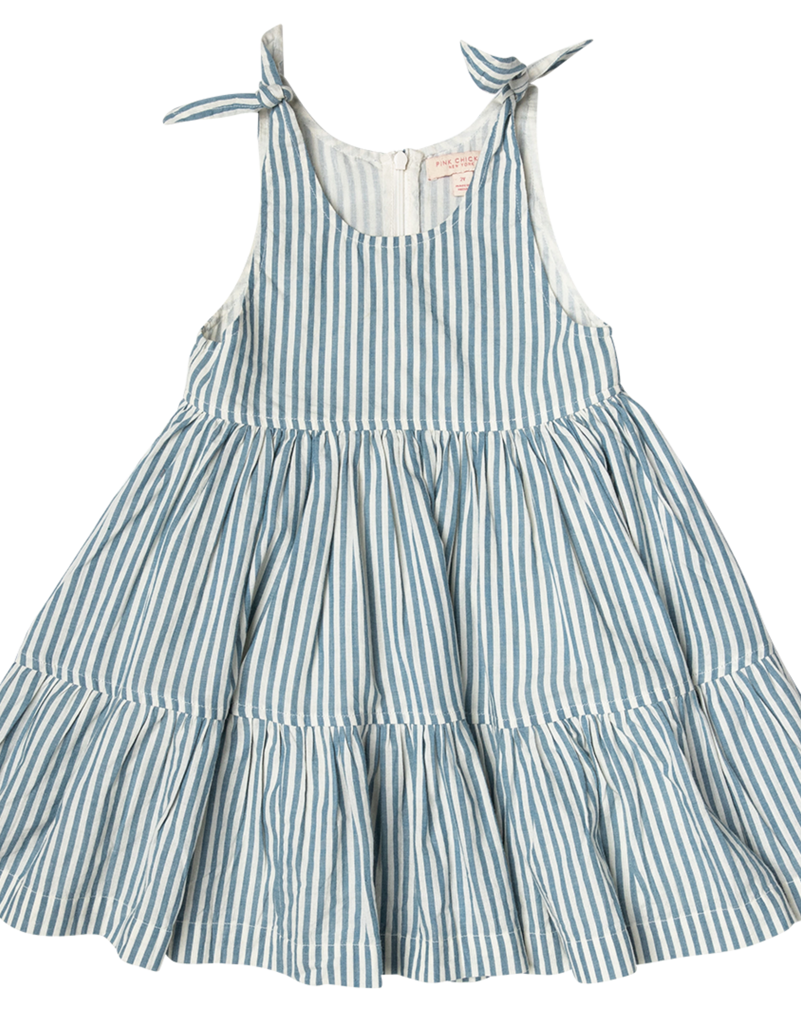 Pink Chicken girls taylor dress - blue skinny stripe