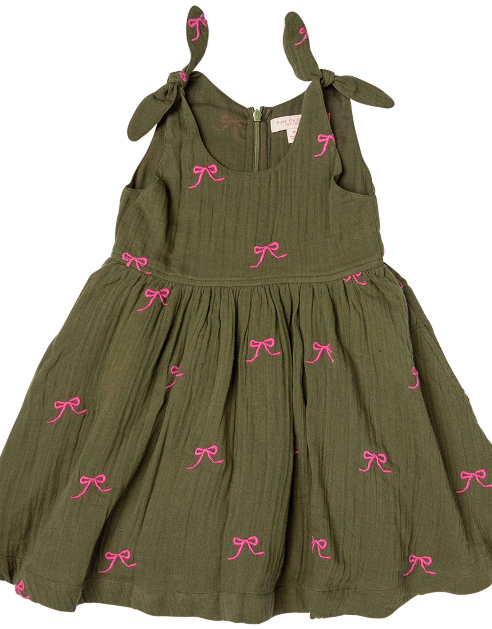 Pink Chicken girls taylor dress - olive bows