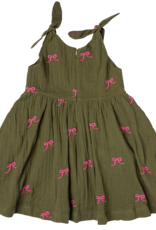 Pink Chicken girls taylor dress - olive bows