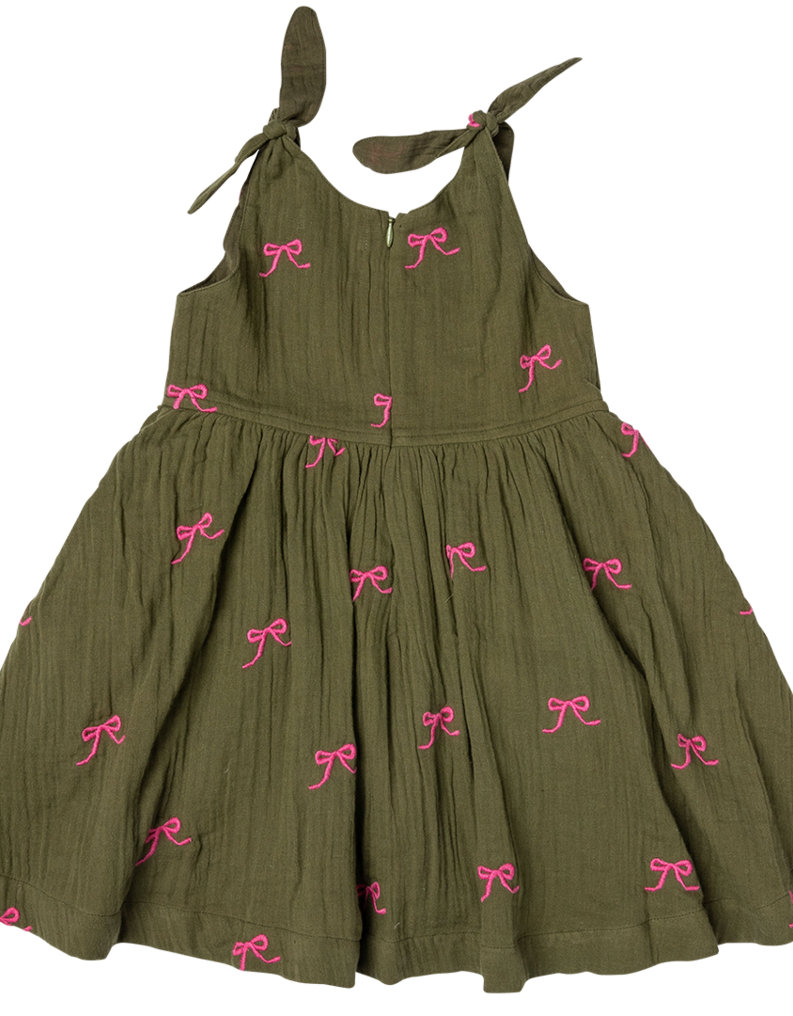 Pink Chicken girls taylor dress - olive bows