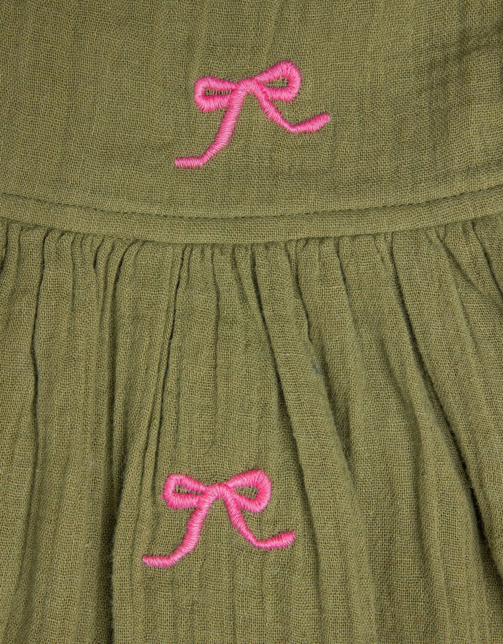 Pink Chicken girls taylor dress - olive bows