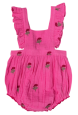 Pink Chicken baby girls emerald bubble - hot pink flowers