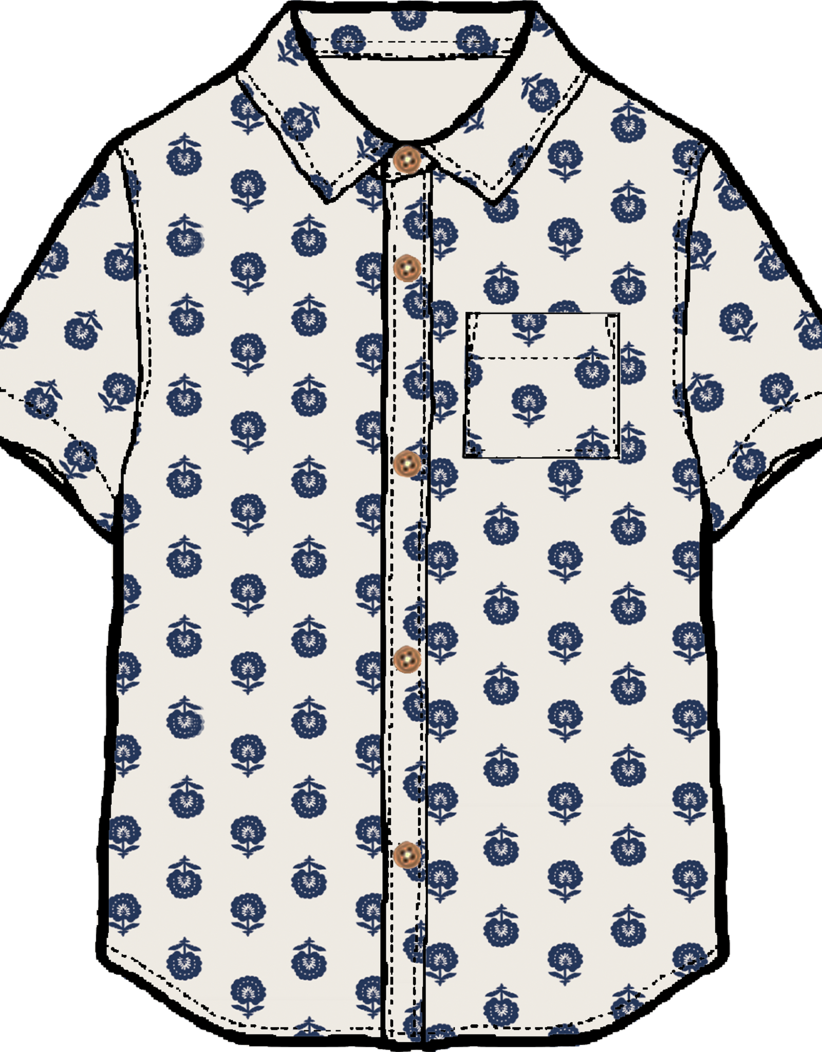 Pink Chicken boys jack shirt - navy small flower