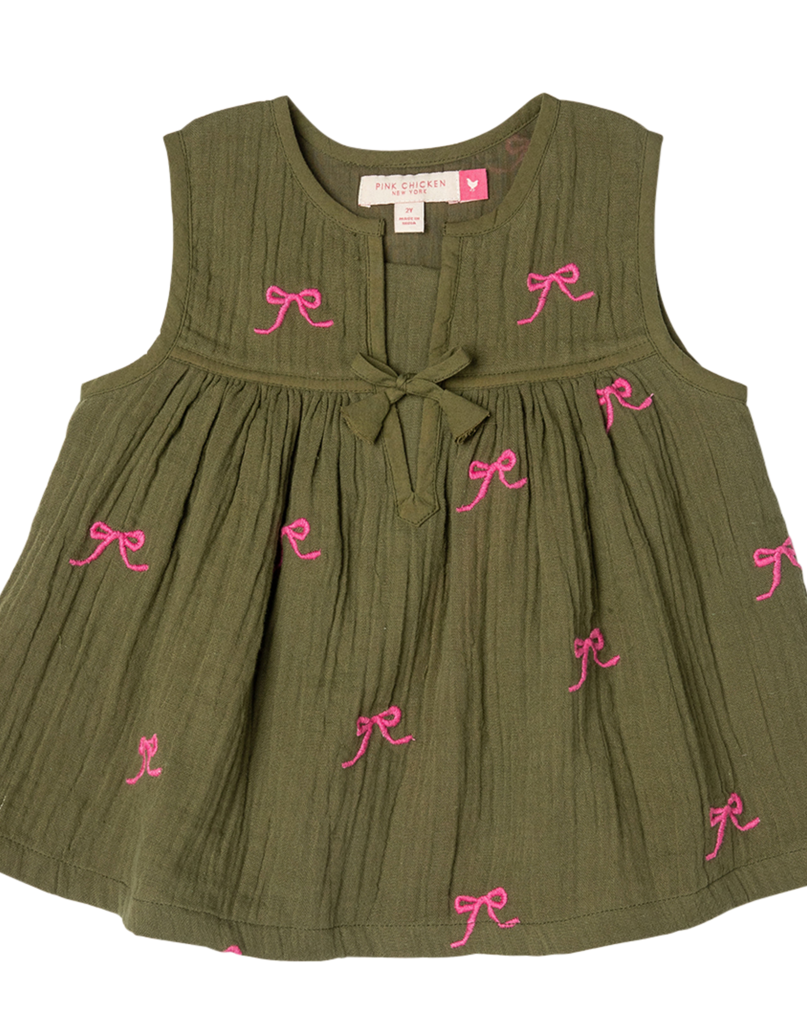 Pink Chicken girls jade top - olive bows