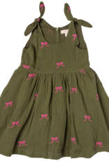 Pink Chicken girls taylor dress - olive bows