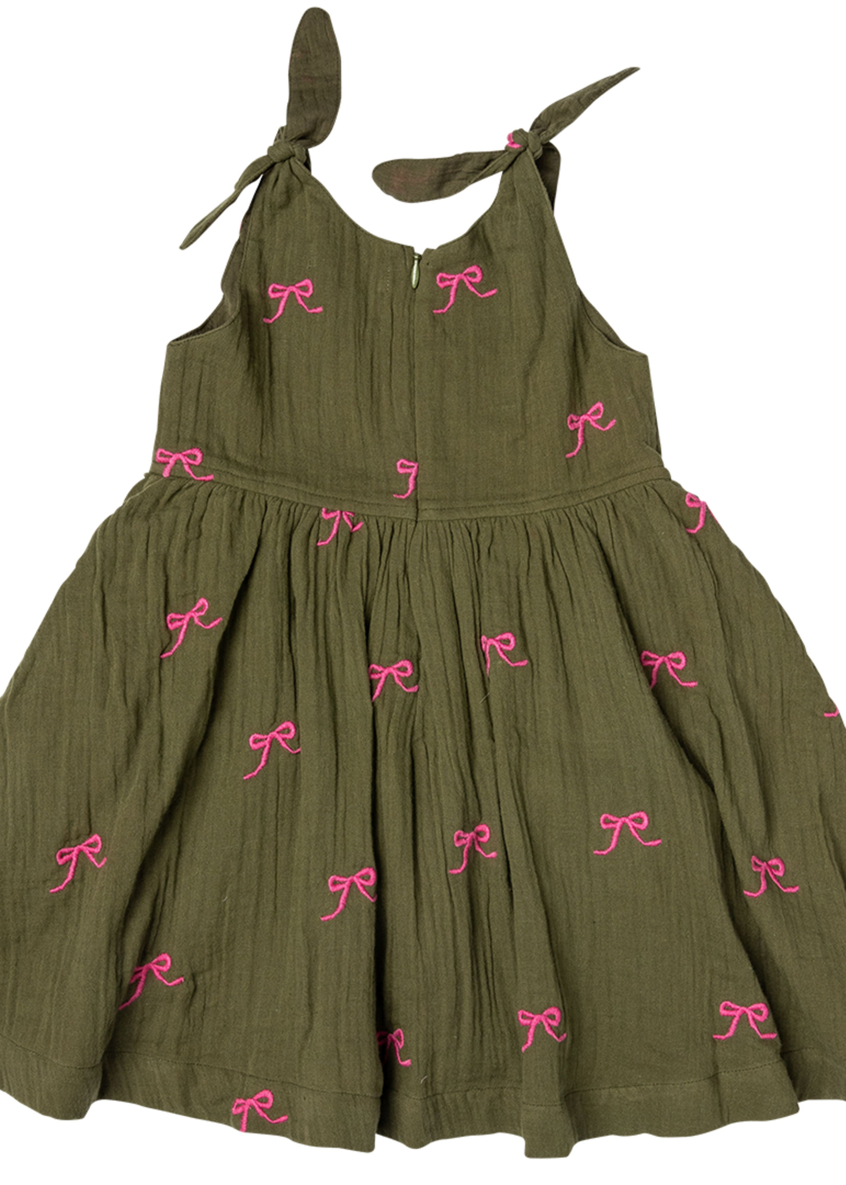 Pink Chicken girls taylor dress - olive bows