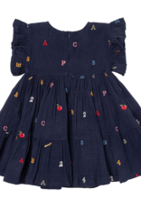 Pink Chicken girls kit dress - alphabet embroidery