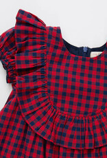 Pink Chicken girls brayden ruffle dress - navy/red gingham