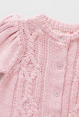 Pink Chicken girls cable constance sweater- dusty rose