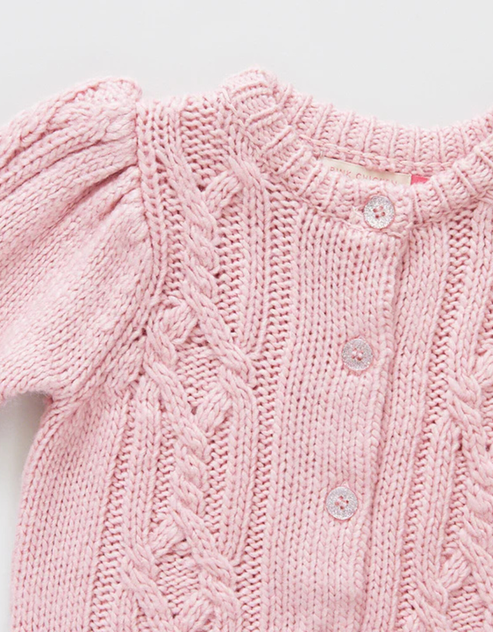 Pink Chicken girls cable constance sweater- dusty rose